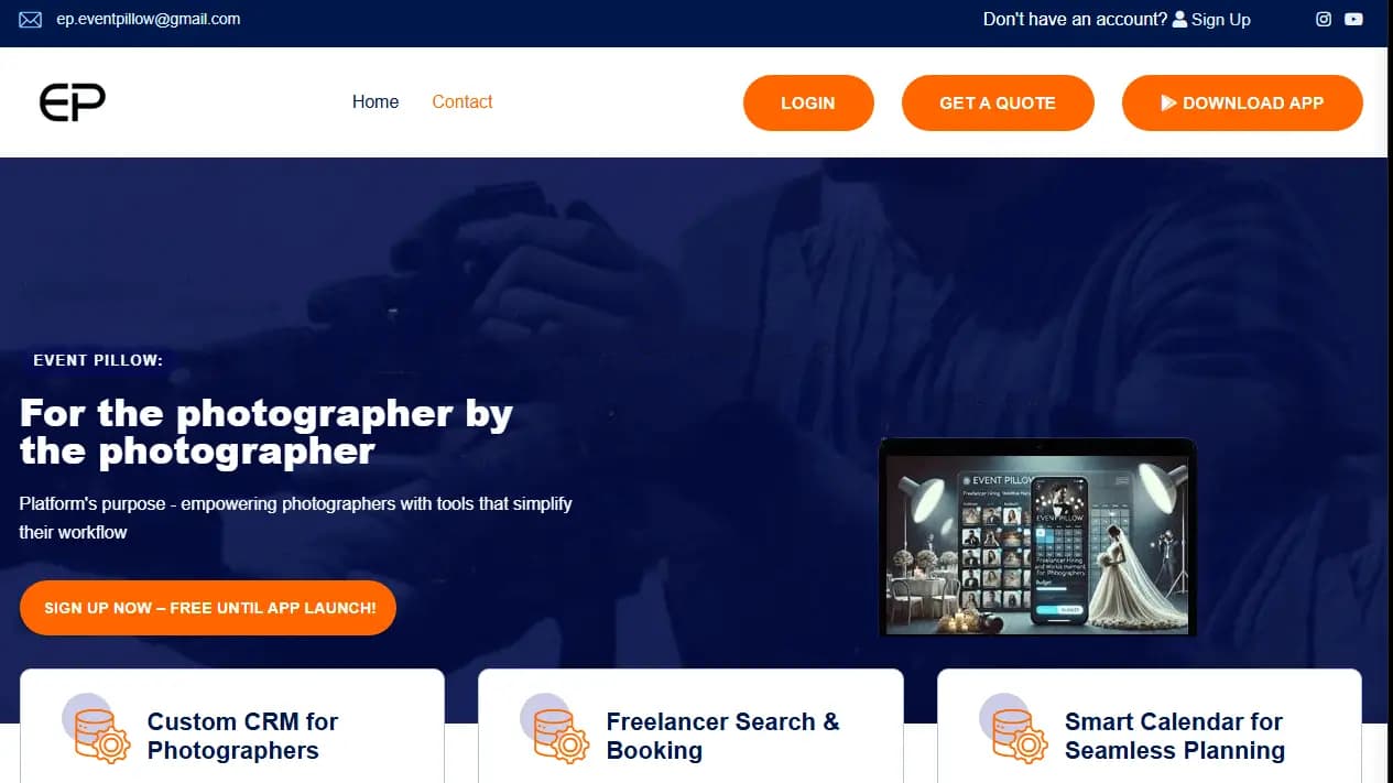 Screenshot of the Event Pillow project